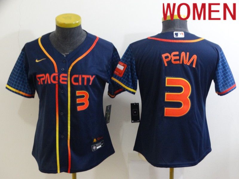 Women Houston Astros 3 Pena Blue City Edition Game Nike 2022 MLB Jerseys